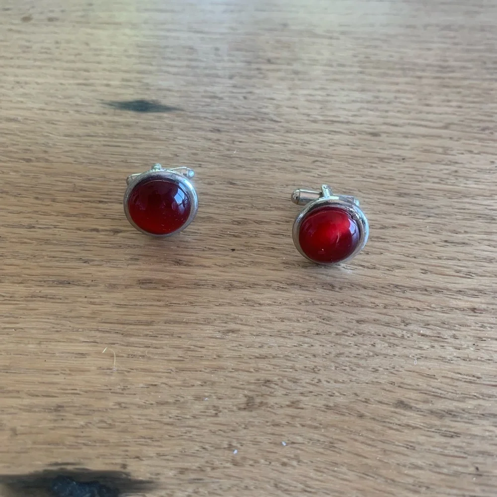 Deep Red Cufflinks Men’s Silver‎ Metals